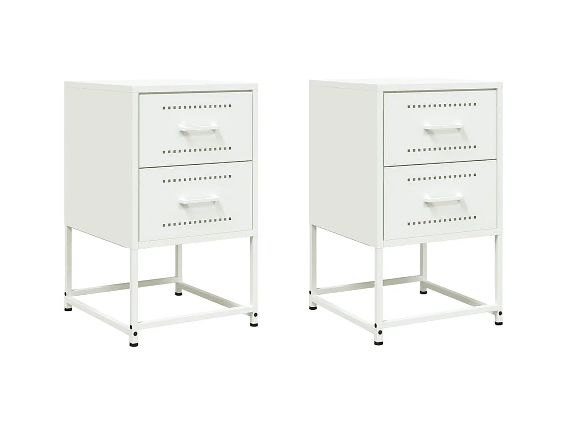 Tables de chevet 2 pcs blanc 36x39x60,5 cm acier