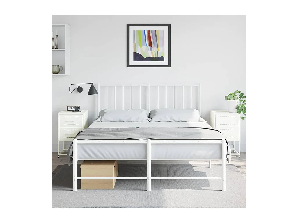 Tables de chevet 2 pcs blanc 36x39x60,5 cm acier