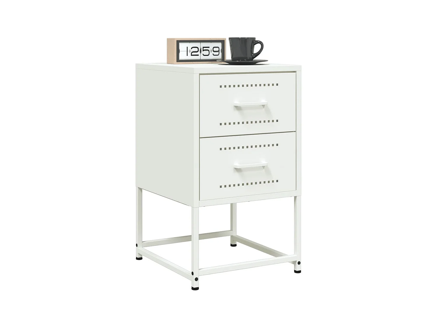 Tables de chevet 2 pcs blanc 36x39x60,5 cm acier