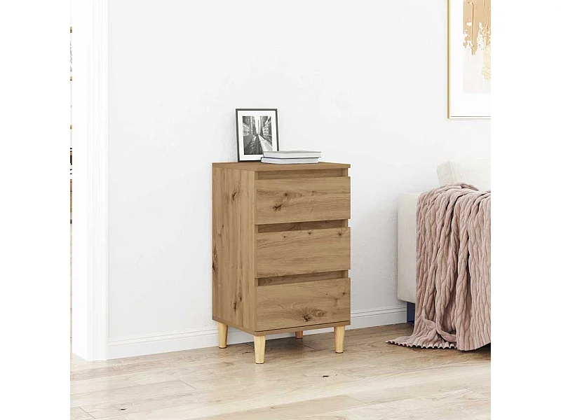 Table de chevet en chêne d'artisanat 40x35x70 cm en bois d'ingénierie