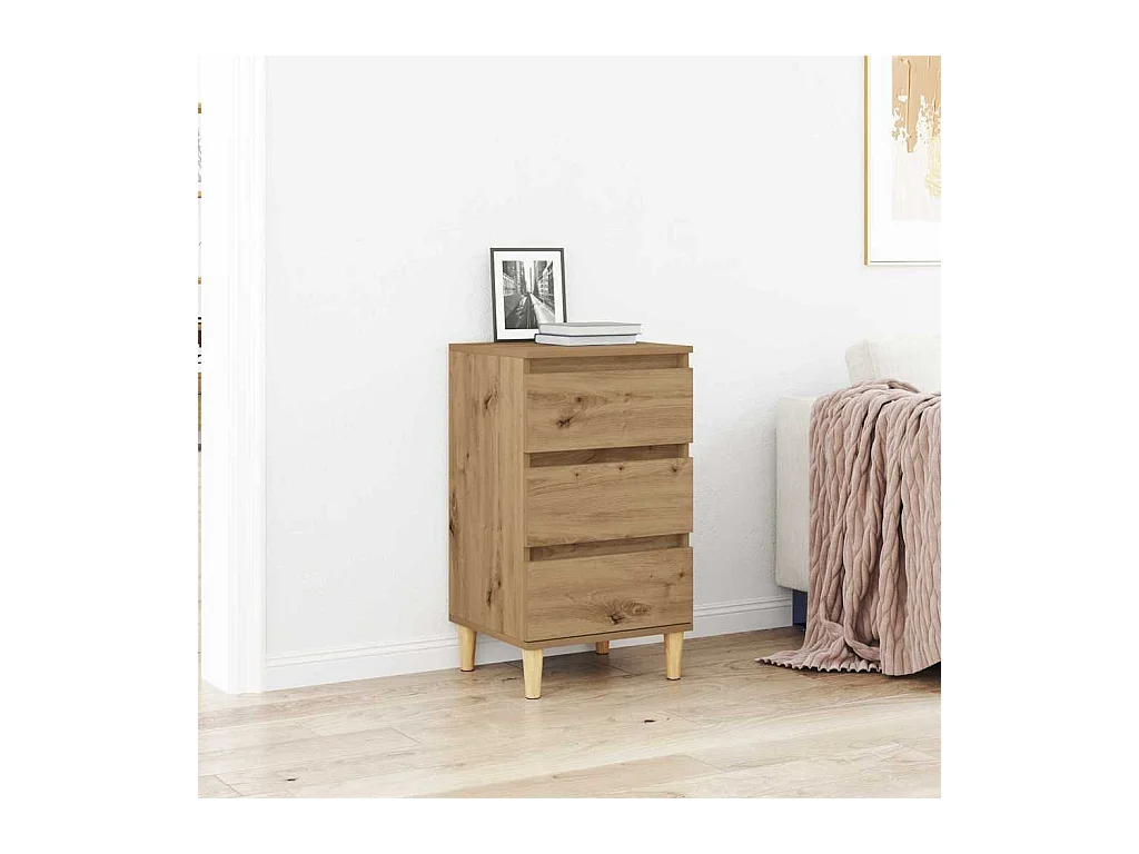 Table de chevet en chêne d'artisanat 40x35x70 cm en bois d'ingénierie