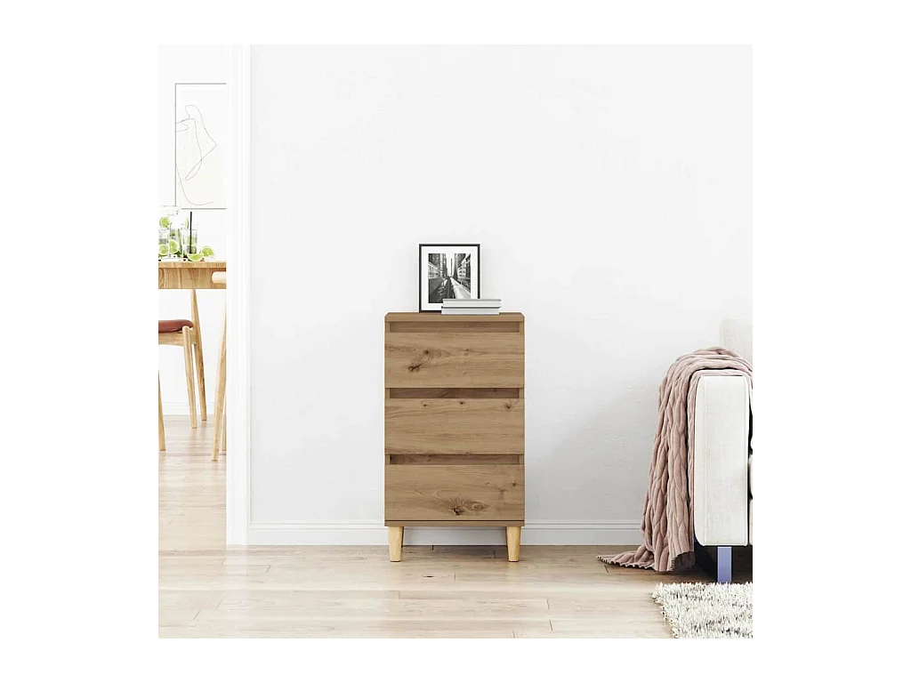 Table de chevet en chêne d'artisanat 40x35x70 cm en bois d'ingénierie