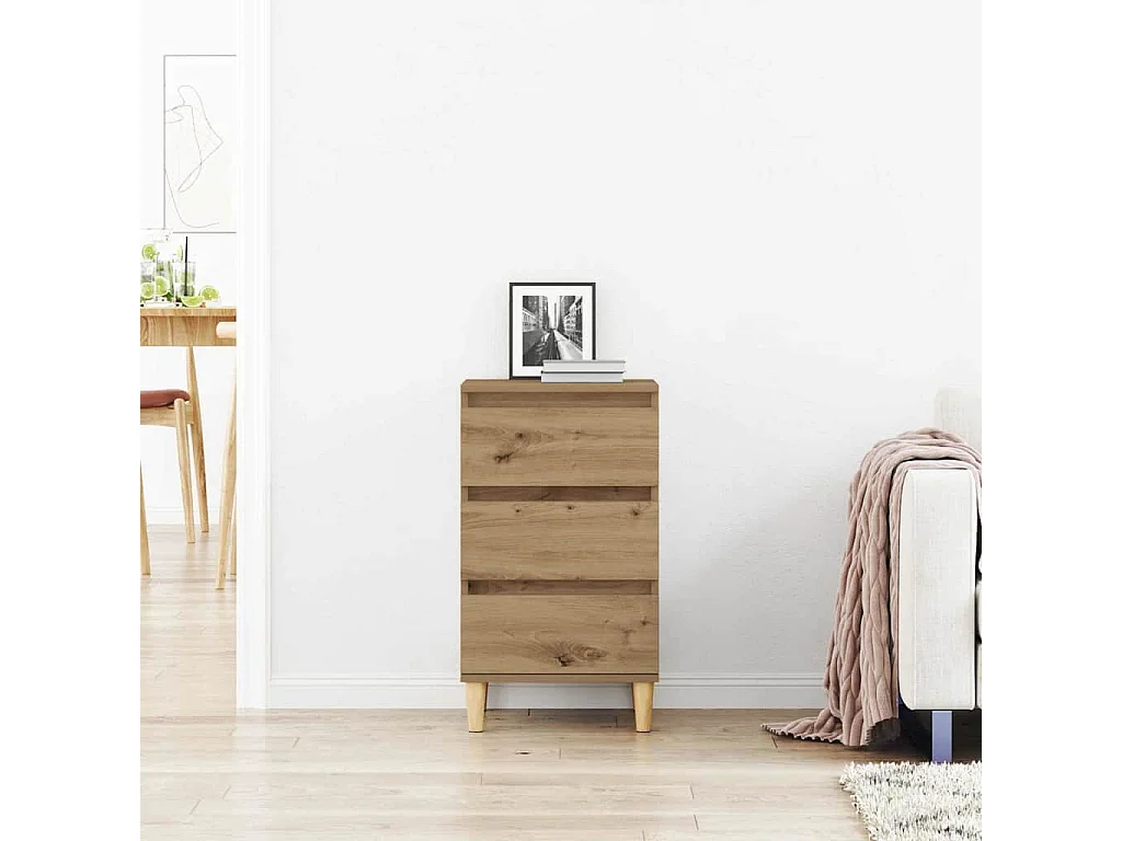 Mesita de noche artesanal de roble 40x35x70 cm fabricada en madera de ingeniería