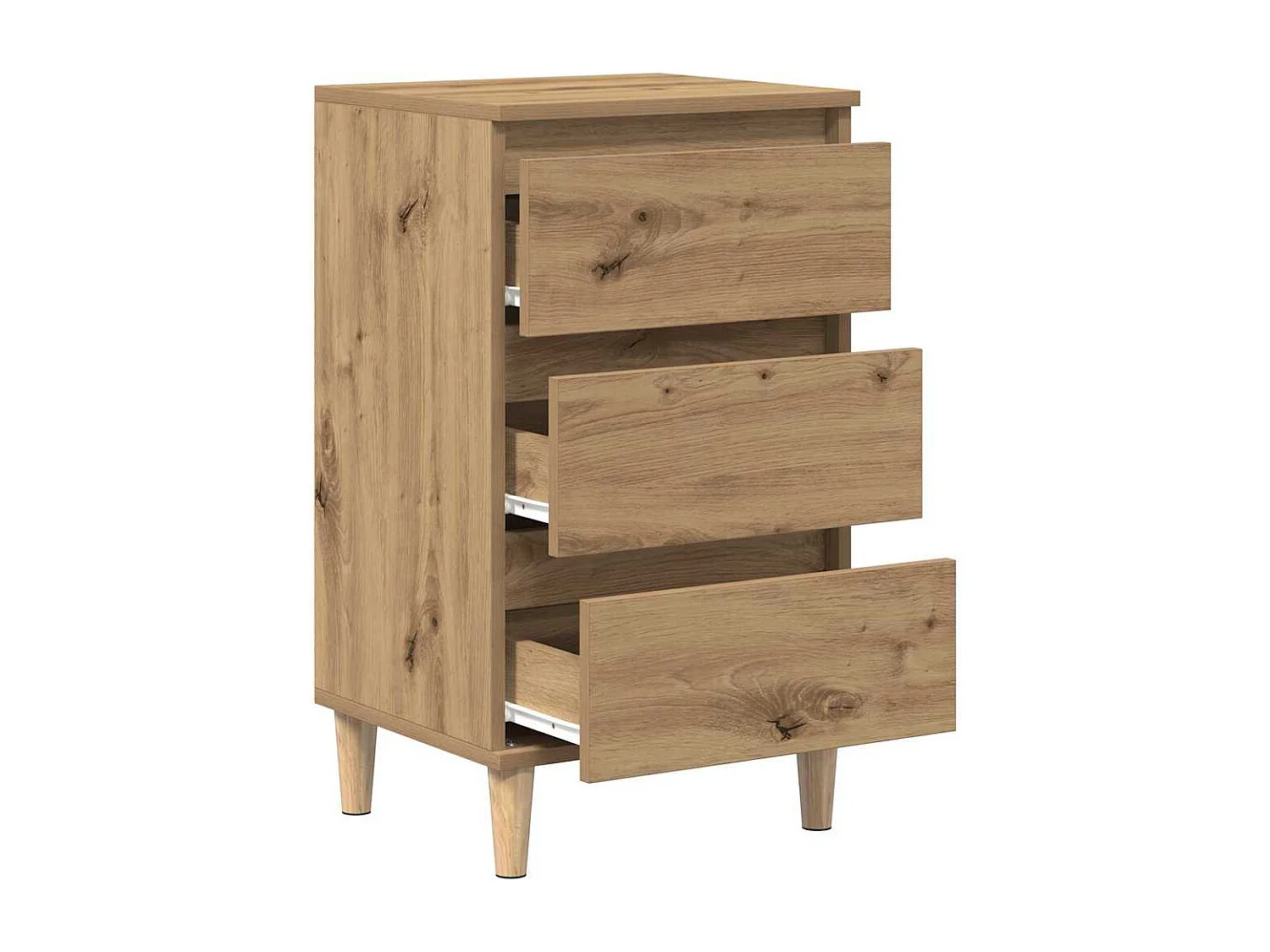 Mesita de noche artesanal de roble 40x35x70 cm fabricada en madera de ingeniería