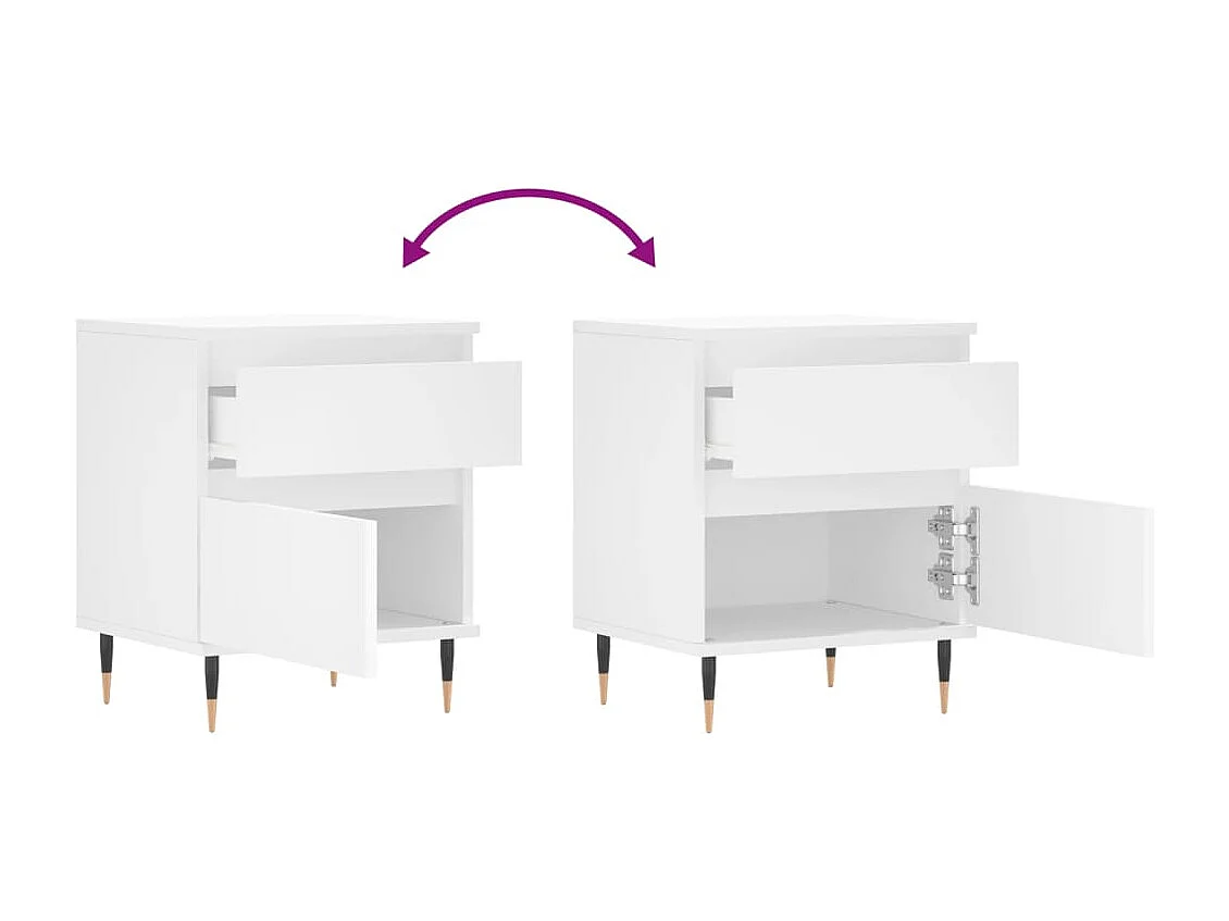 Comodino Bianco 40x35x50 cm Legno ingegnerizzato