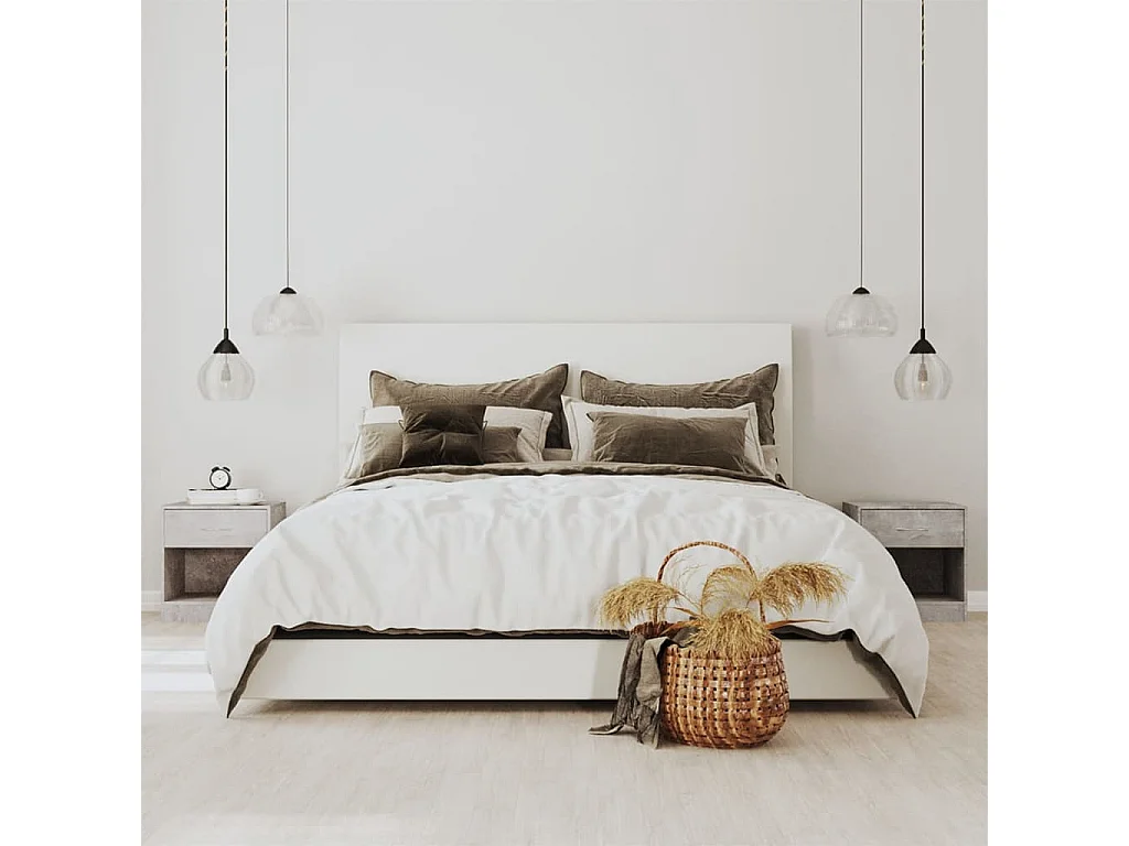 Comodini 2 pezzi con cassetto grigio cemento