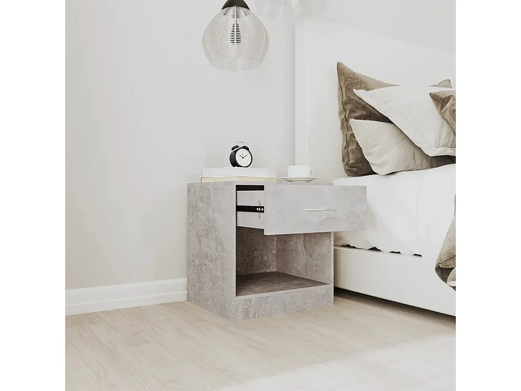 Comodini 2 pezzi con cassetto grigio cemento