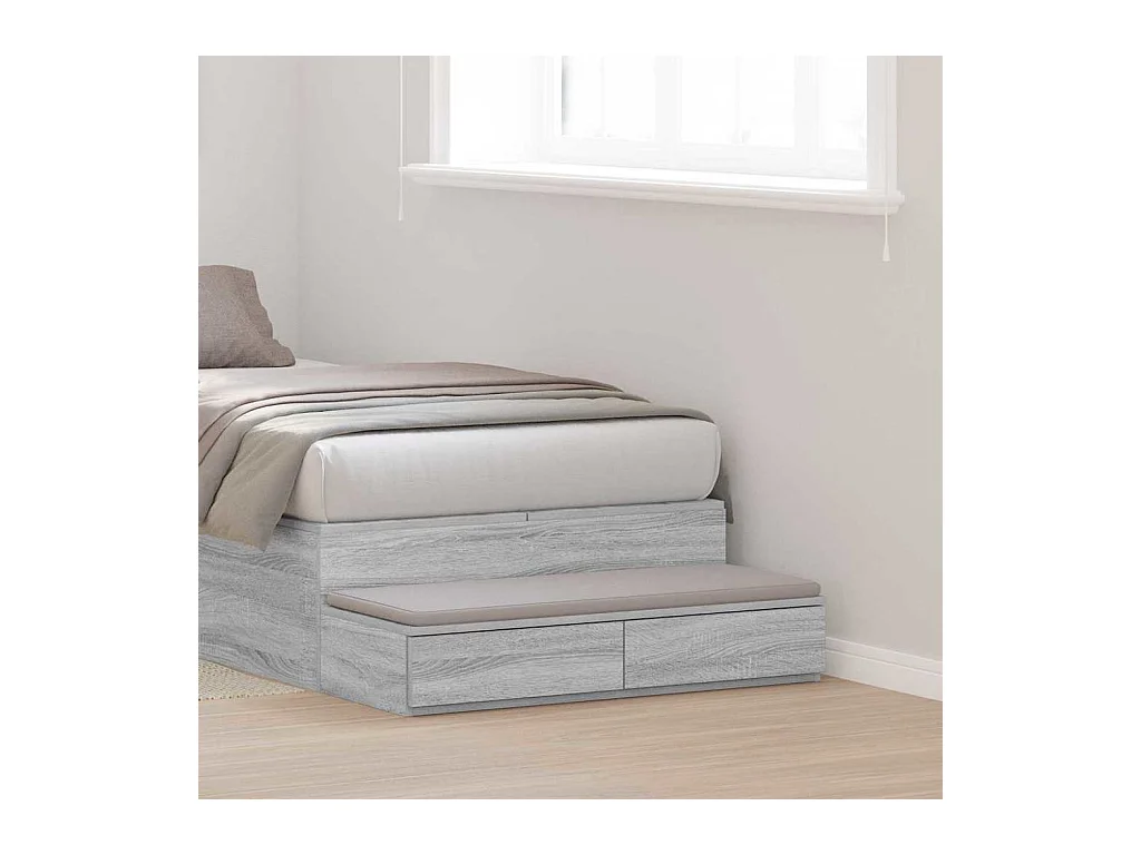 Tiroirs de lit Gris Sonoma 90x36,5x16,5 cm en bois d'ingénierie