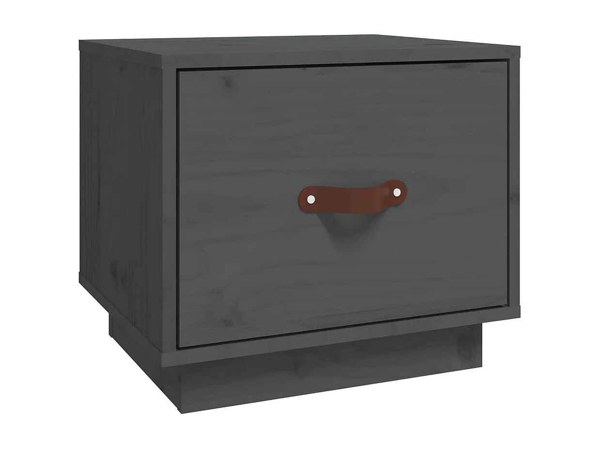 Comodino Grigio 40x34x35 cm Legno massello di pino