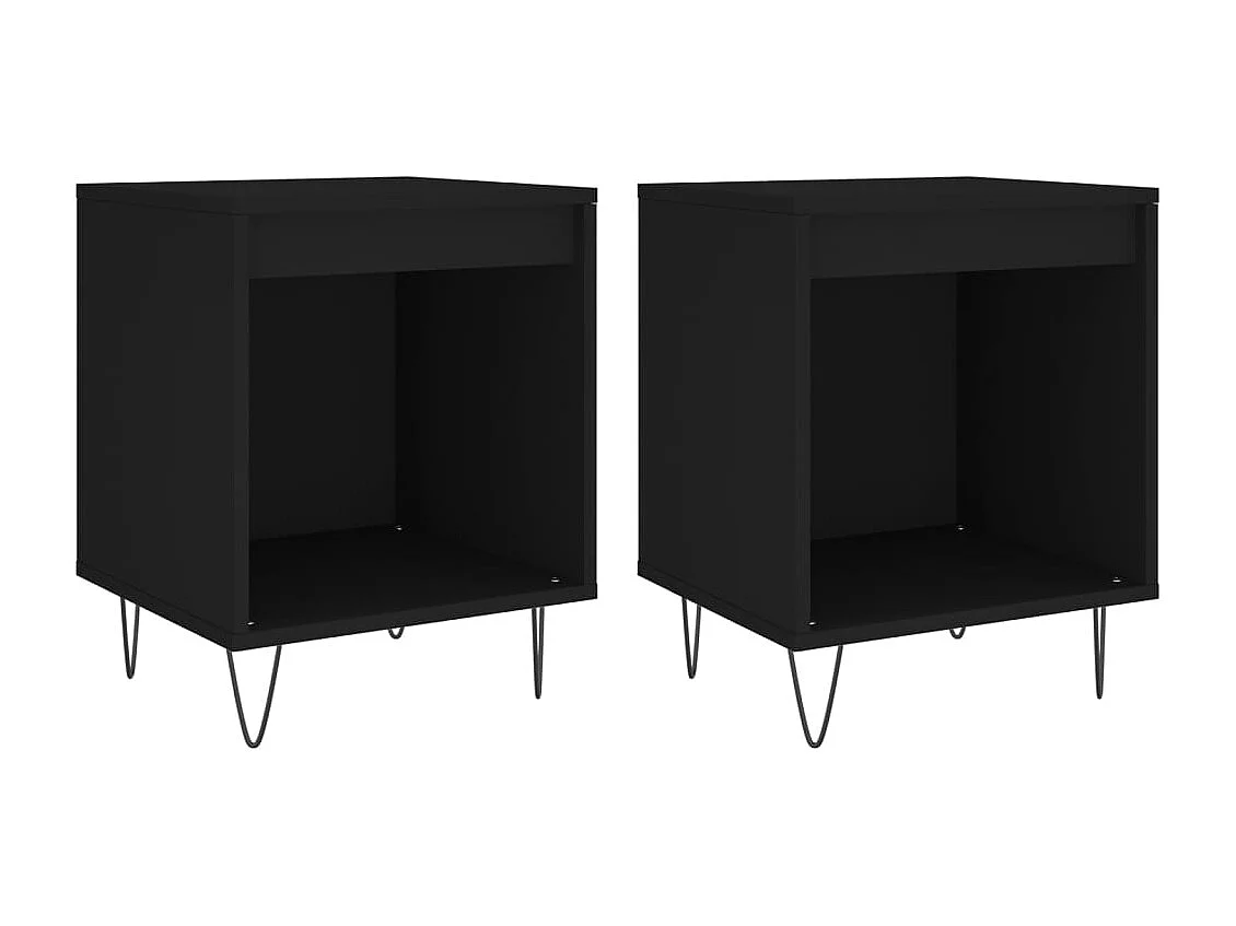 Comodini 2 pezzi neri 40x35x50 cm in legno ingegnerizzato