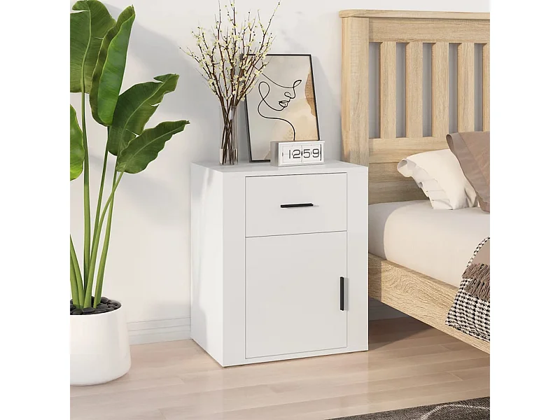 Comodino Bianco 50x36x60 cm Legno ingegnerizzato