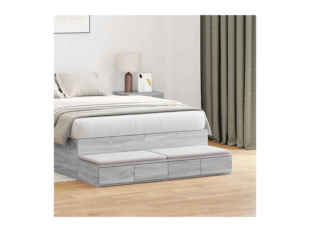 Tiroirs de lit Gris Sonoma 120x36,5x16,5 cm en bois d'ingénierie