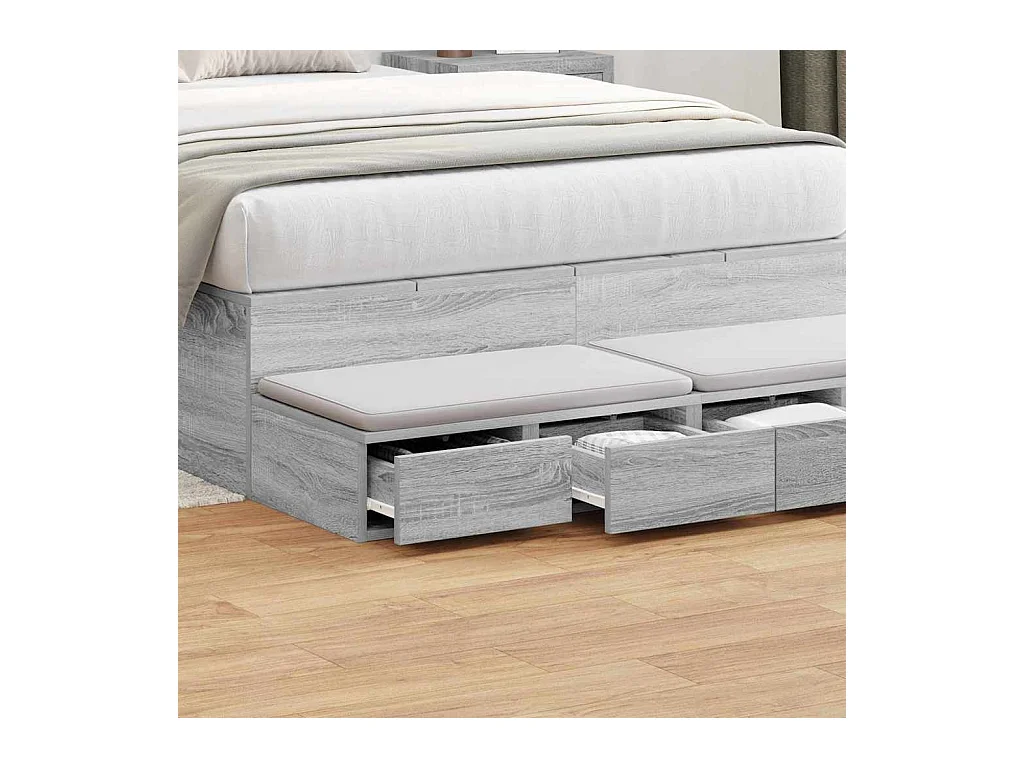 Tiroirs de lit Gris Sonoma 120x36,5x16,5 cm en bois d'ingénierie