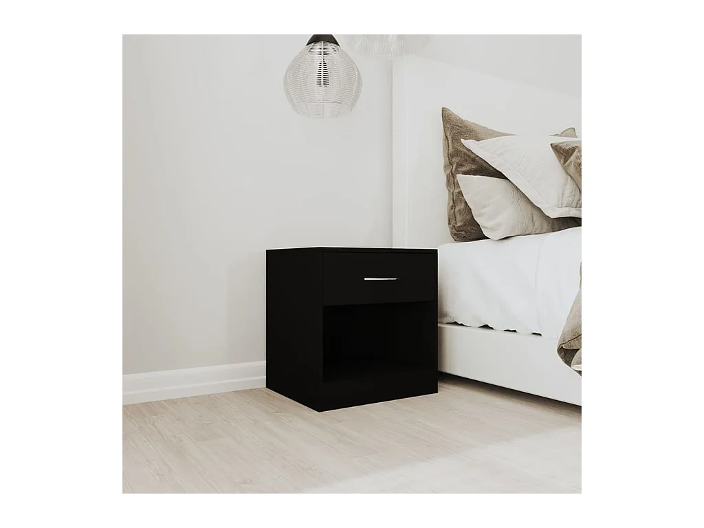 Stück Nachttische mit Schublade Schwarz