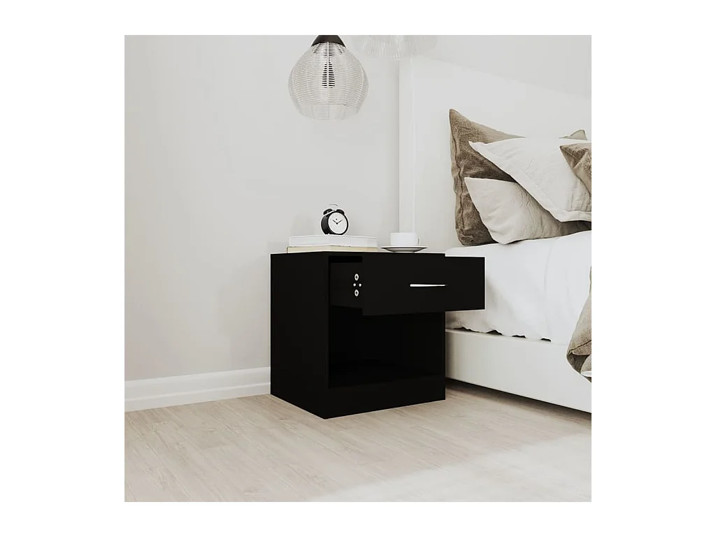 Stück Nachttische mit Schublade Schwarz