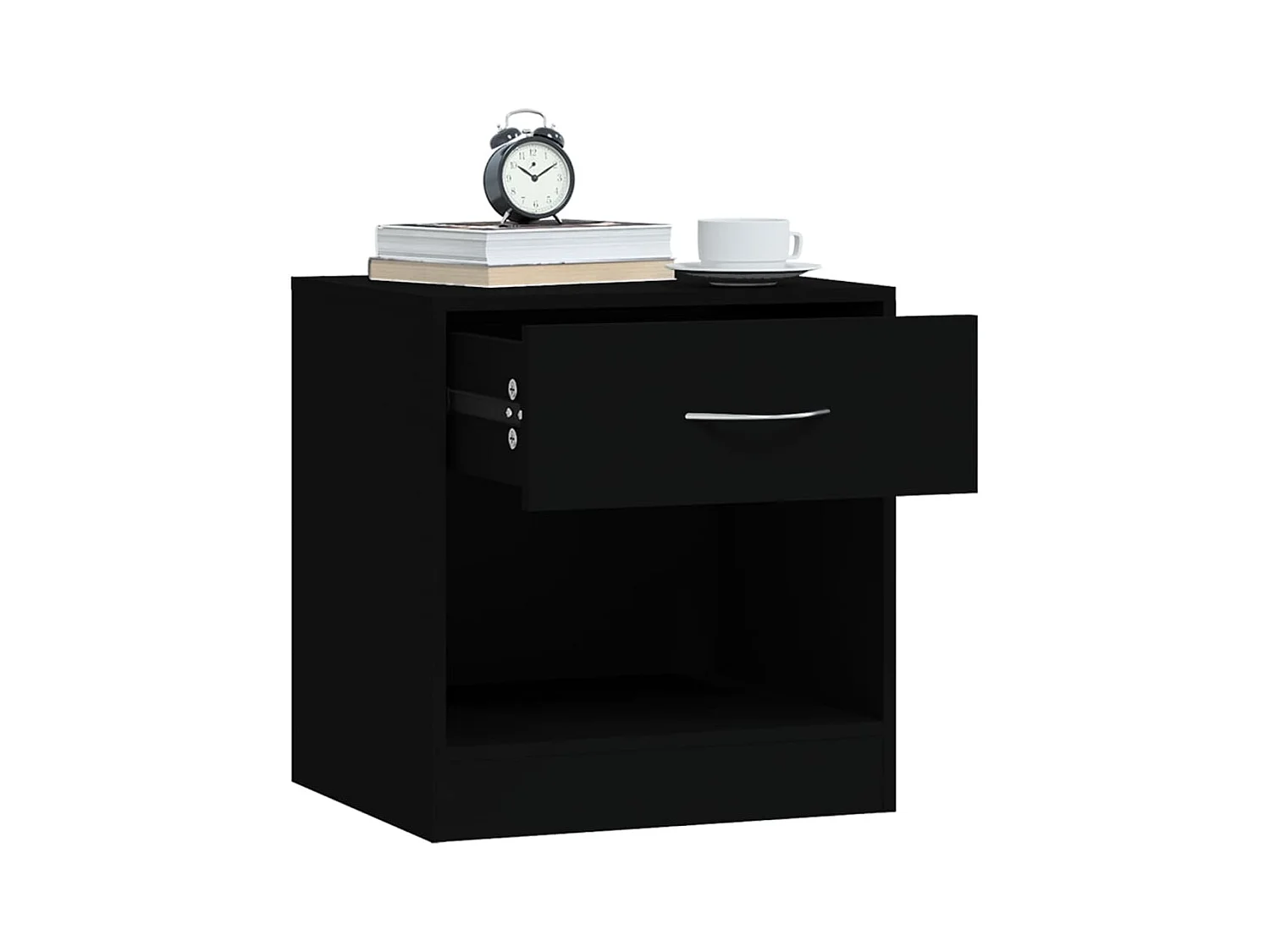 Stück Nachttische mit Schublade Schwarz