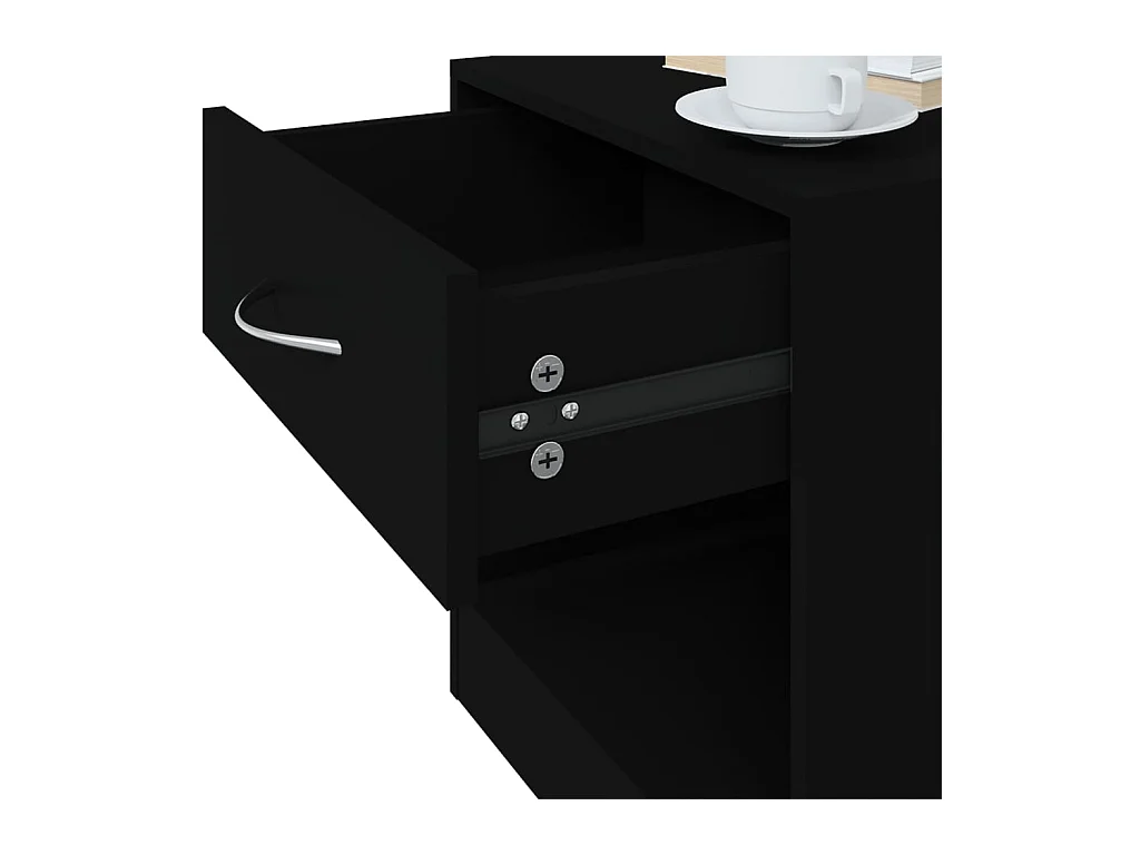 Stück Nachttische mit Schublade Schwarz