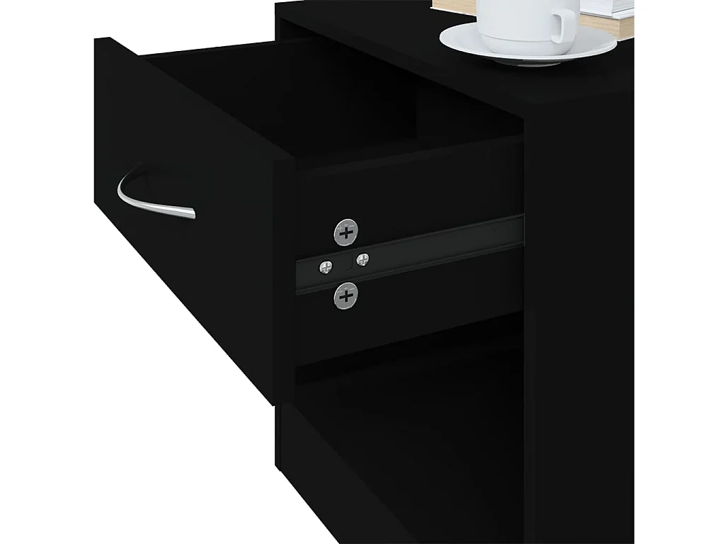 Comodini 2 pezzi con cassetto Nero