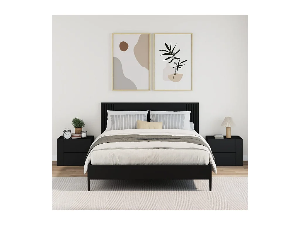 Tables de chevet murales 2 pcs noir 45x30x35 cm