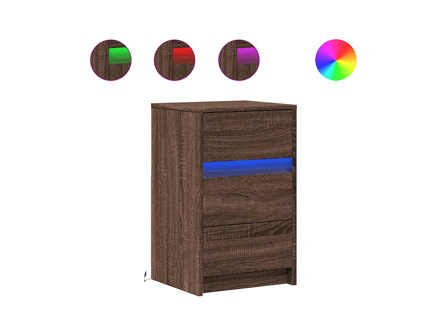 Nachttisch und LED-Leuchten Eiche braun Holzwerkstoff