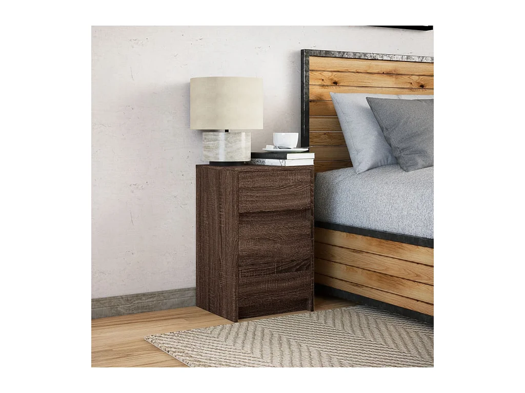 Nachttisch und LED-Leuchten Eiche braun Holzwerkstoff