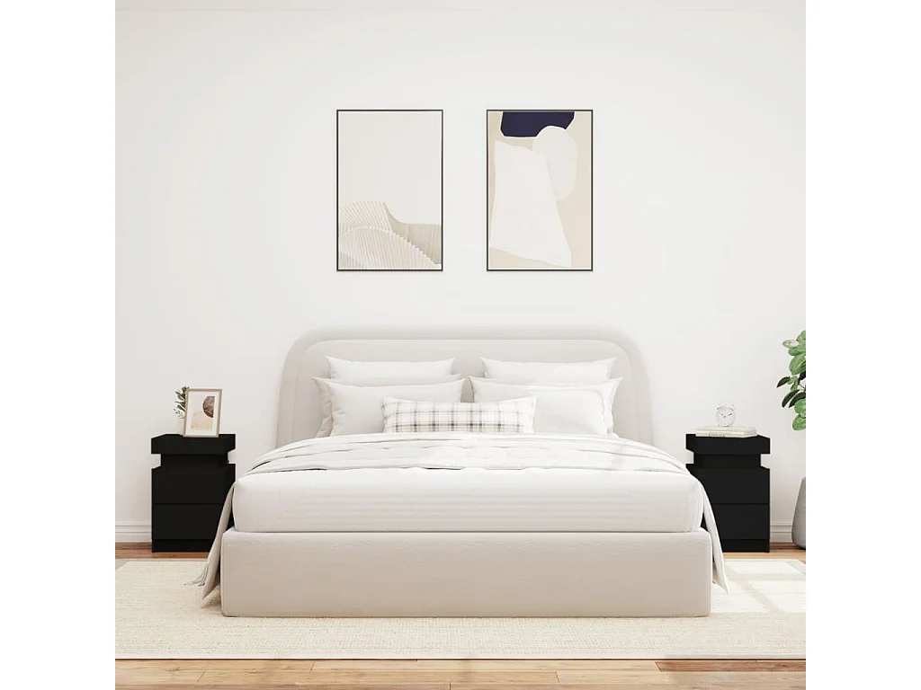 Comodini con luci LED 2 pezzi neri 35x39x55 cm