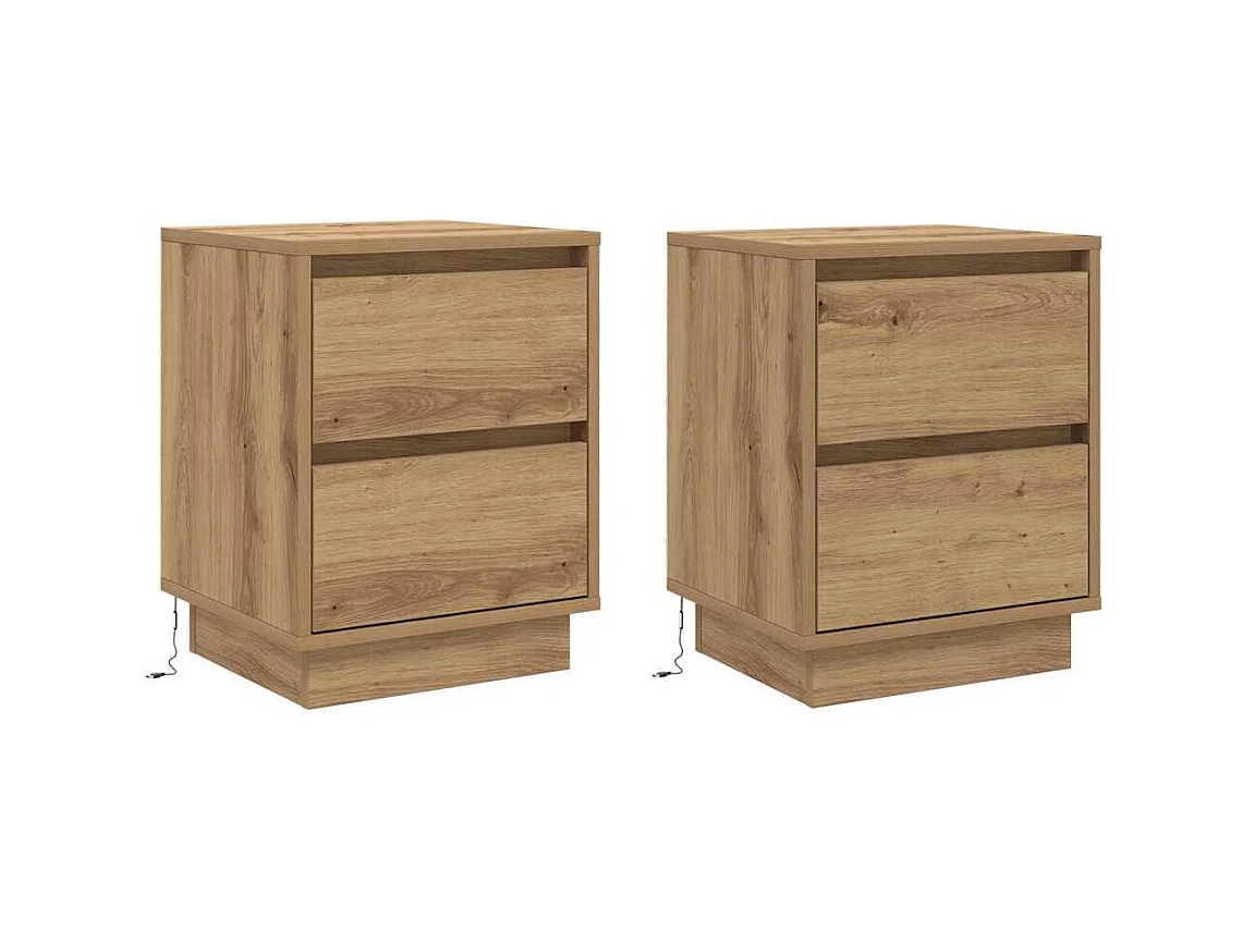 Nachttische mit LED-Leuchten 2 Stk. Eiche 39x34,5x50 cm