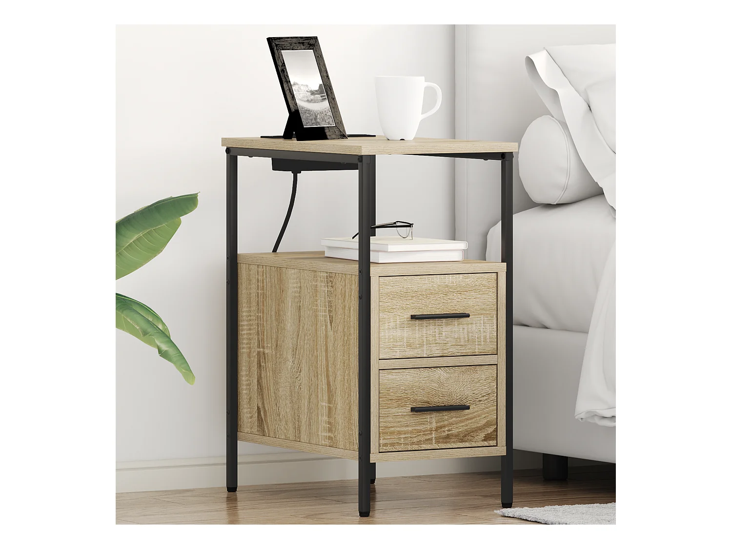 Cabinet de chevet avec tiroir Chêne sonoma 30 x 48 x 61 cm