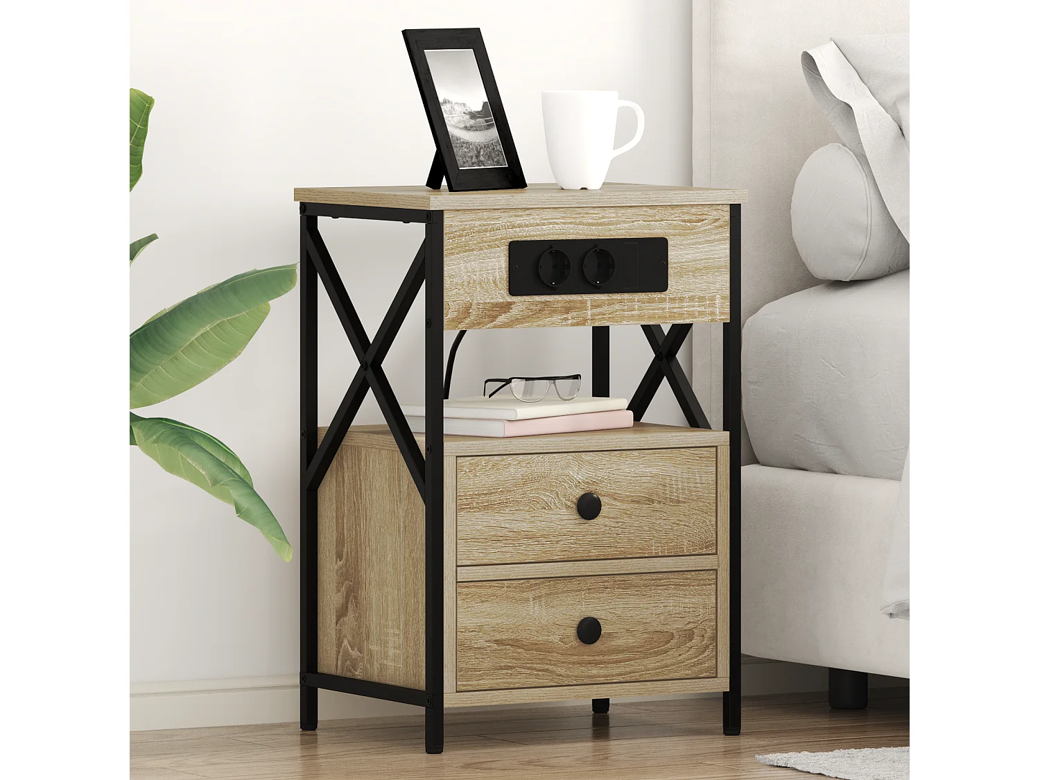 Cabinet de chevet avec tiroir Chêne sonoma 40 x 31 x 60 cm