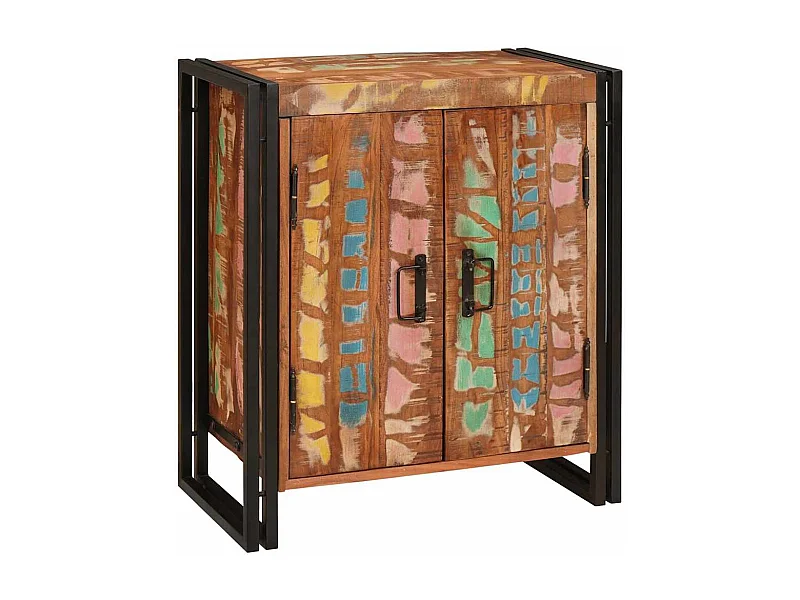 Cabinet de chevet Multicolore bois de récupération massif