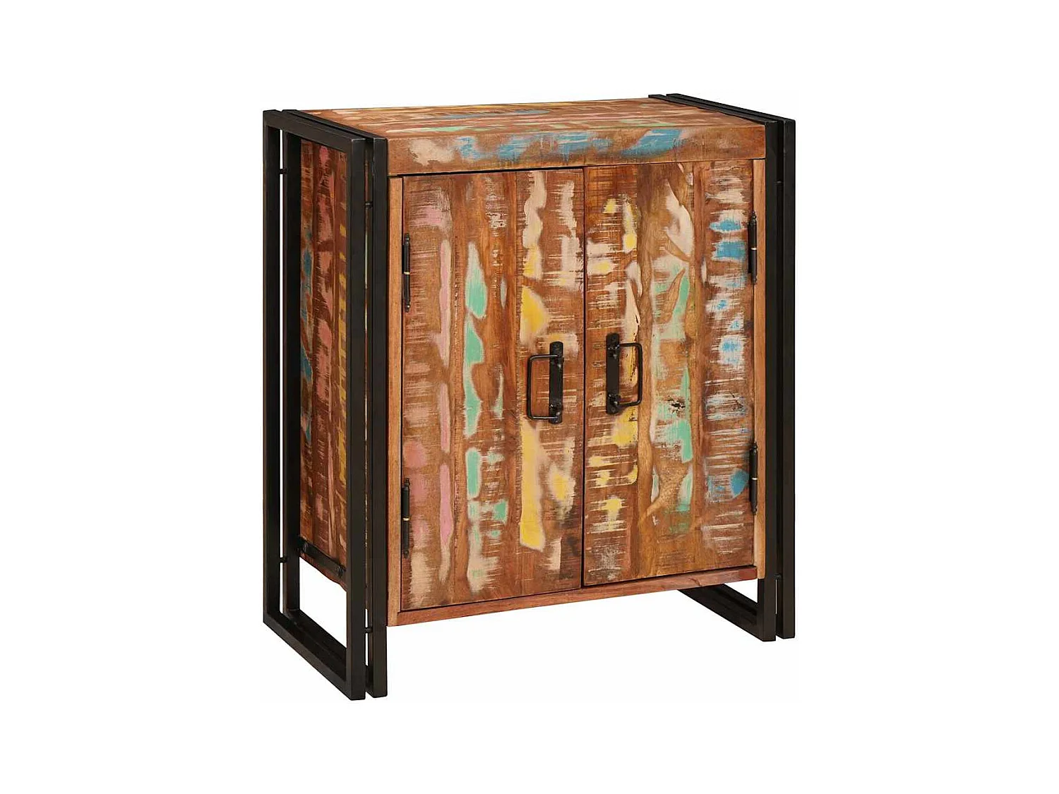 Cabinet de chevet Multicolore bois de récupération massif