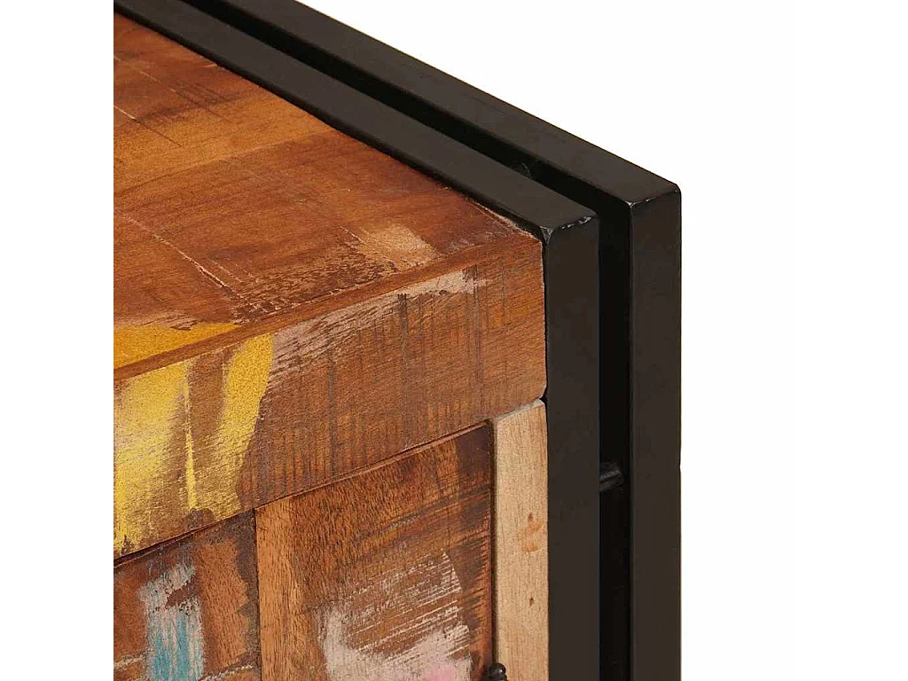 Cabinet de chevet Multicolore bois de récupération massif