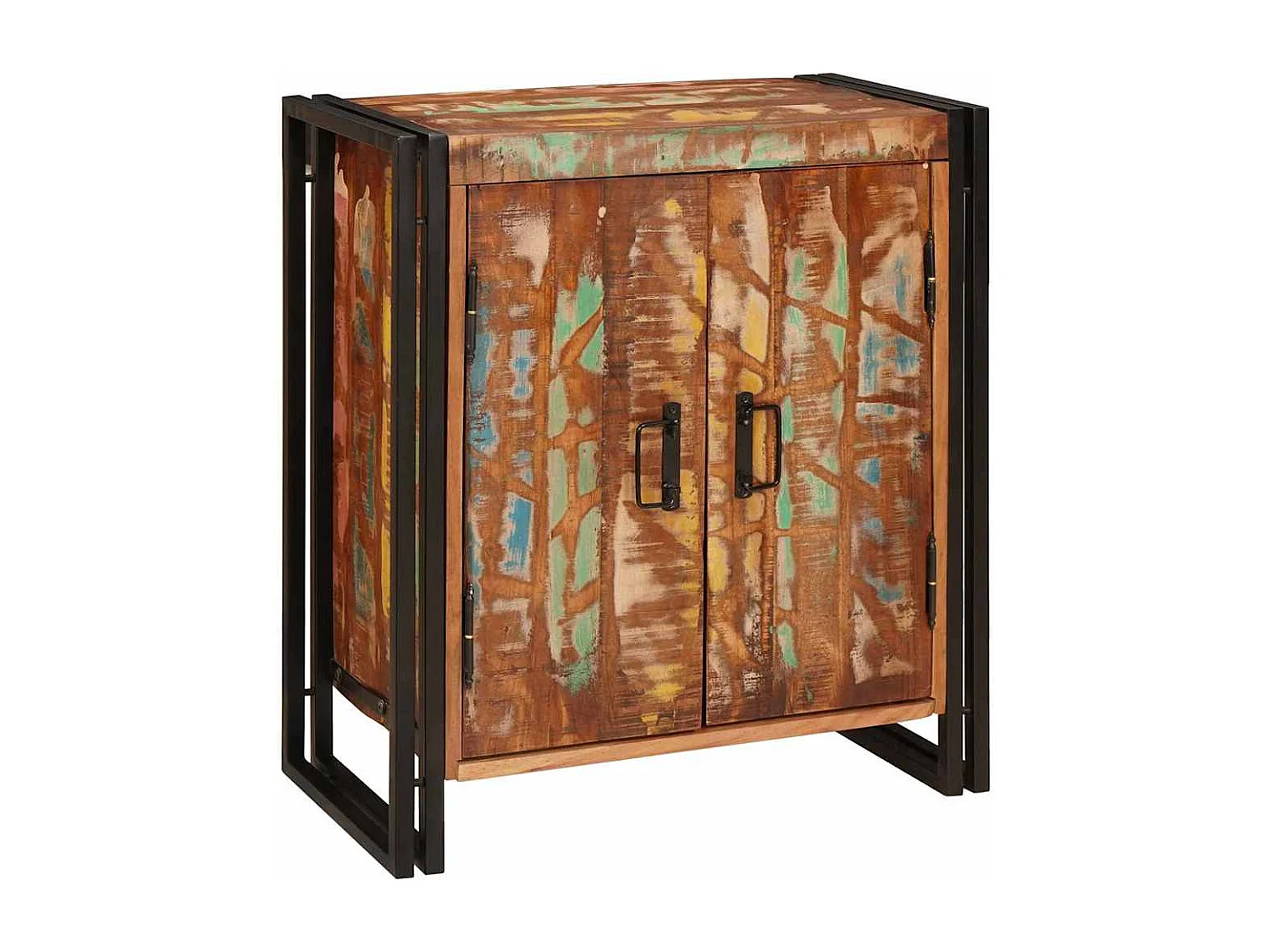 Cabinet de chevet Multicolore bois de récupération massif