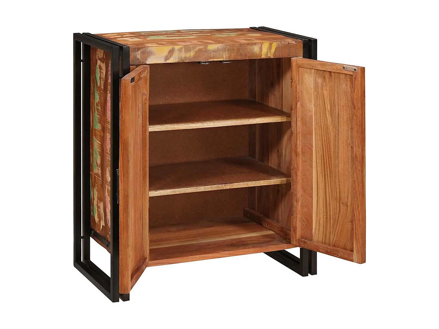 Cabinet de chevet Multicolore bois de récupération massif