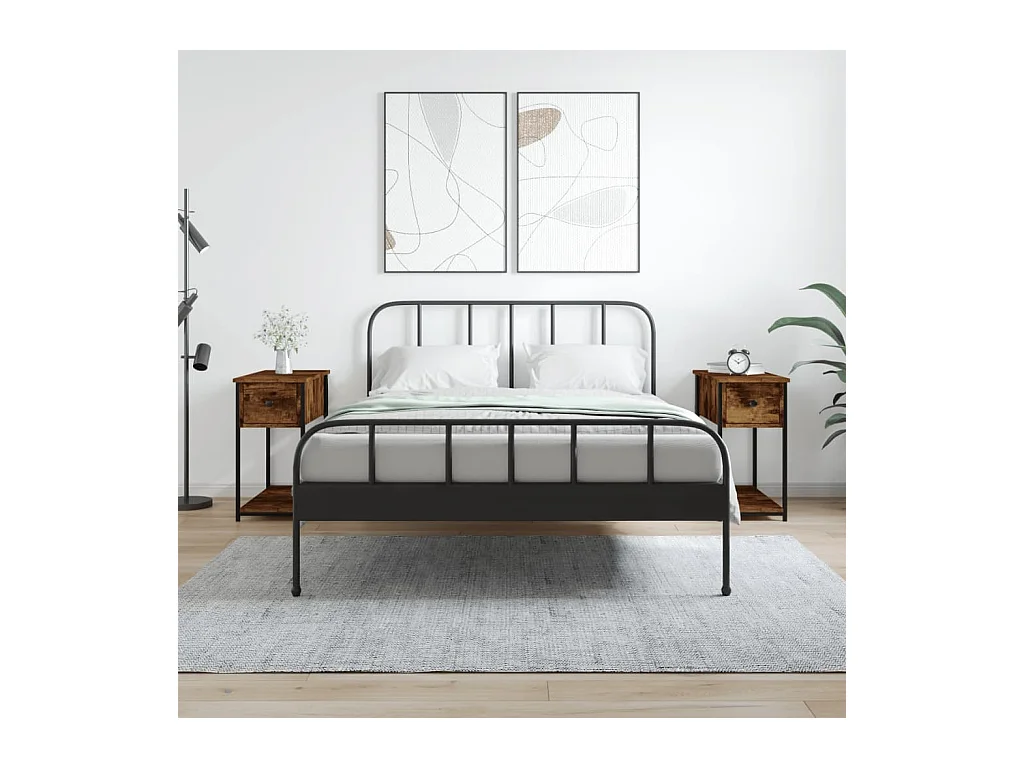 Tables de chevet 2 pcs chêne fumé 30x60x60 cm bois d'ingénierie