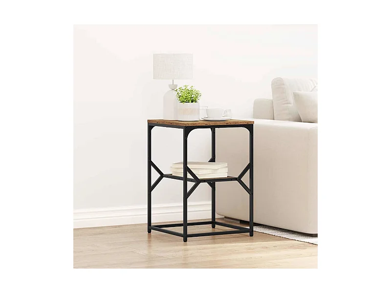 Table d'appoint en bois ancien 41x40x60 cm en bois d'ingénierie