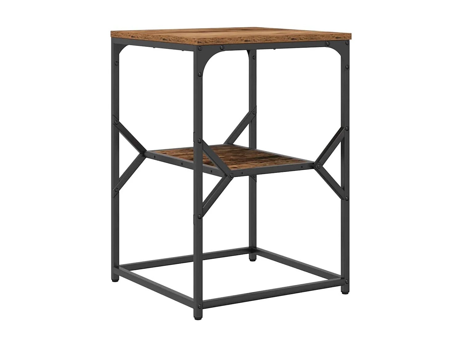 Table d'appoint en bois ancien 41x40x60 cm en bois d'ingénierie