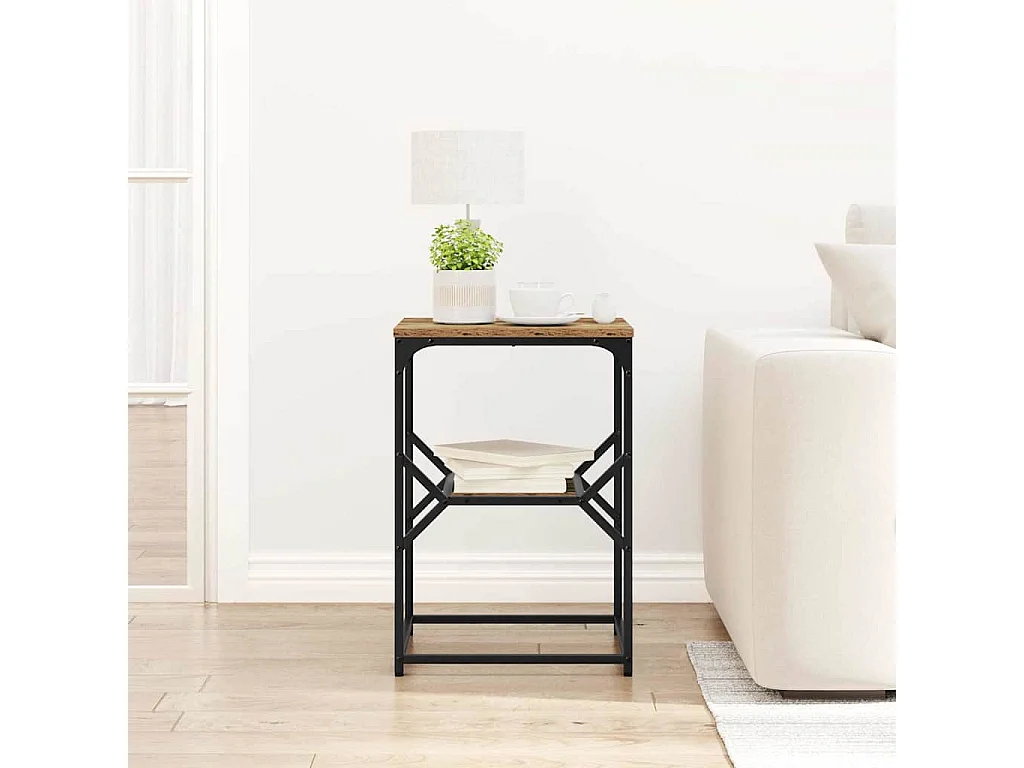 Table d'appoint en bois ancien 41x40x60 cm en bois d'ingénierie