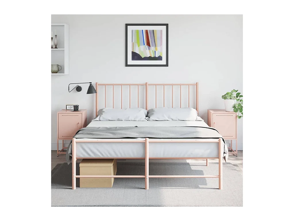 Tables de chevet 2 pcs rose 36x39x60,5 cm acier