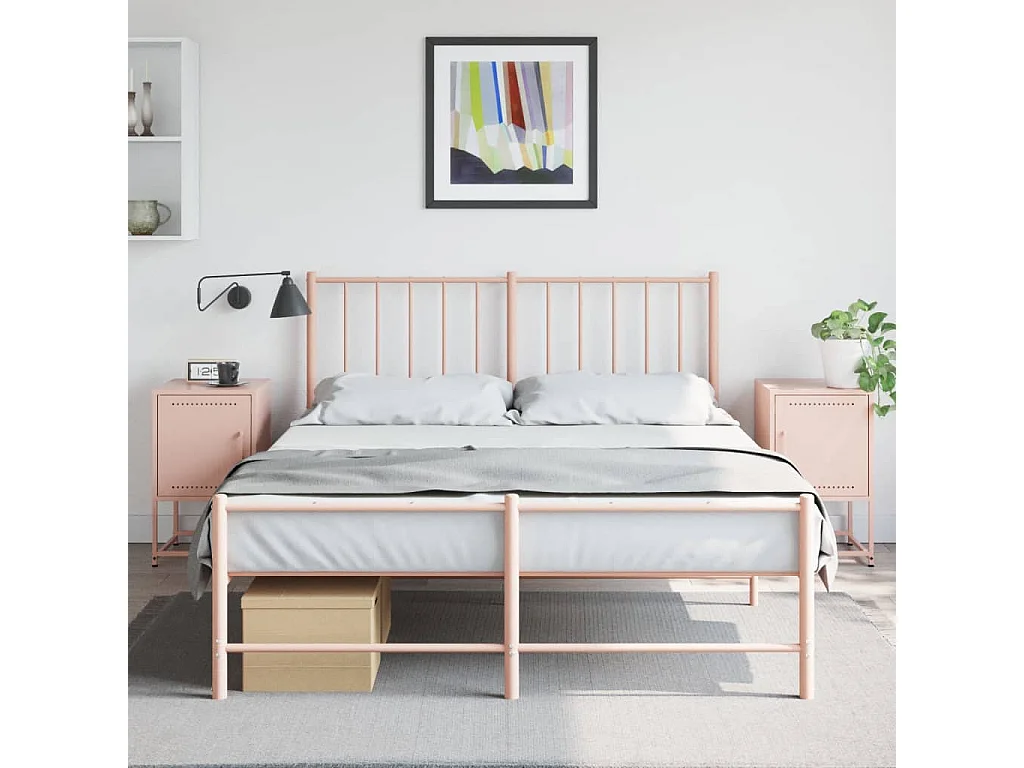 Tables de chevet 2 pcs rose 36x39x60,5 cm acier