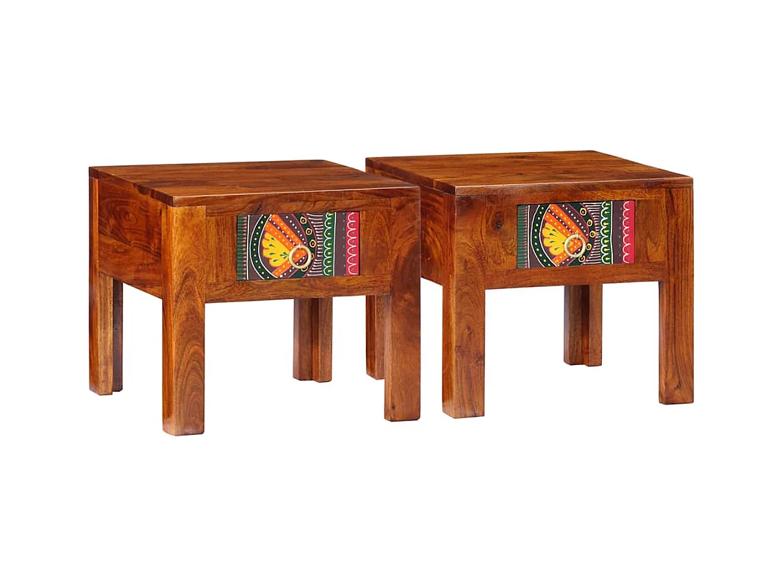 Tables de chevet 2 pcs 40x40x36 cm bois d'acacia massif