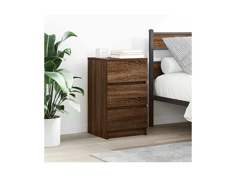 Tables de chevet avec 3 tiroirs 2 pcs chêne marron 39x35x65 cm
