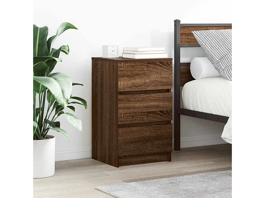 Tables de chevet avec 3 tiroirs 2 pcs chêne marron 39x35x65 cm