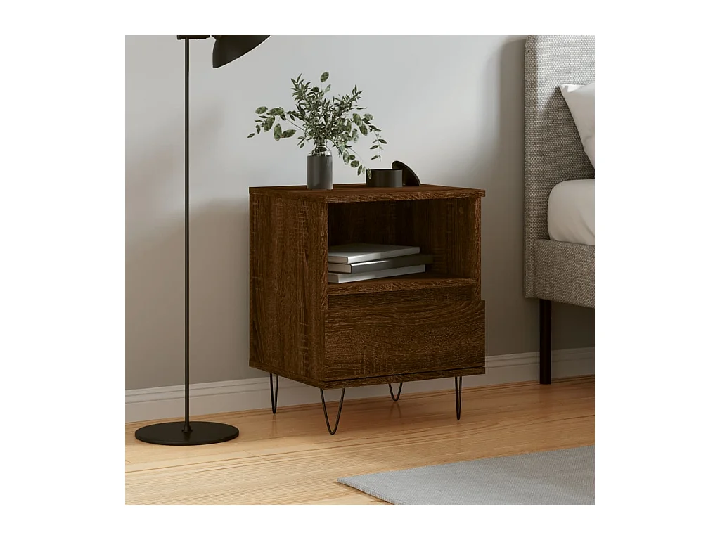 Comodino rovere marrone 40x35x50 cm legno ingegnerizzato