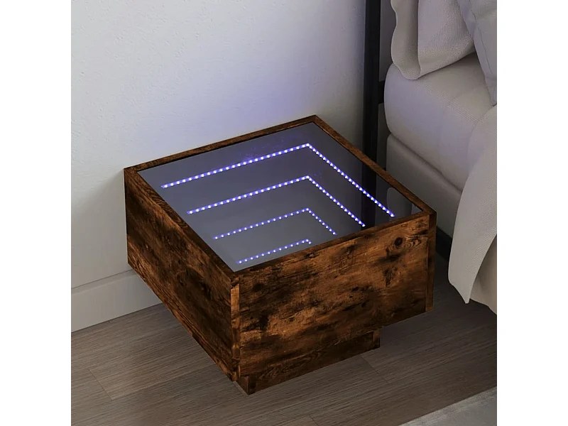 Nachtkastje met infinity LED gerookt eiken 40x40x30 cm