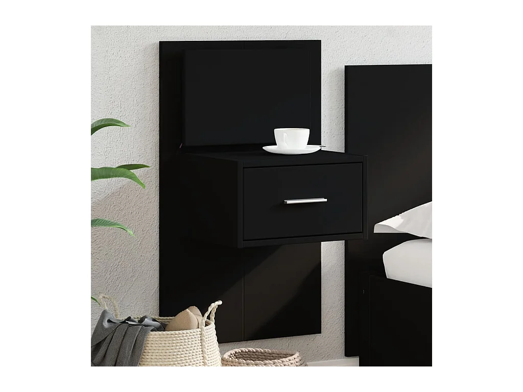 Table de chevet murale avec lumières LED noir