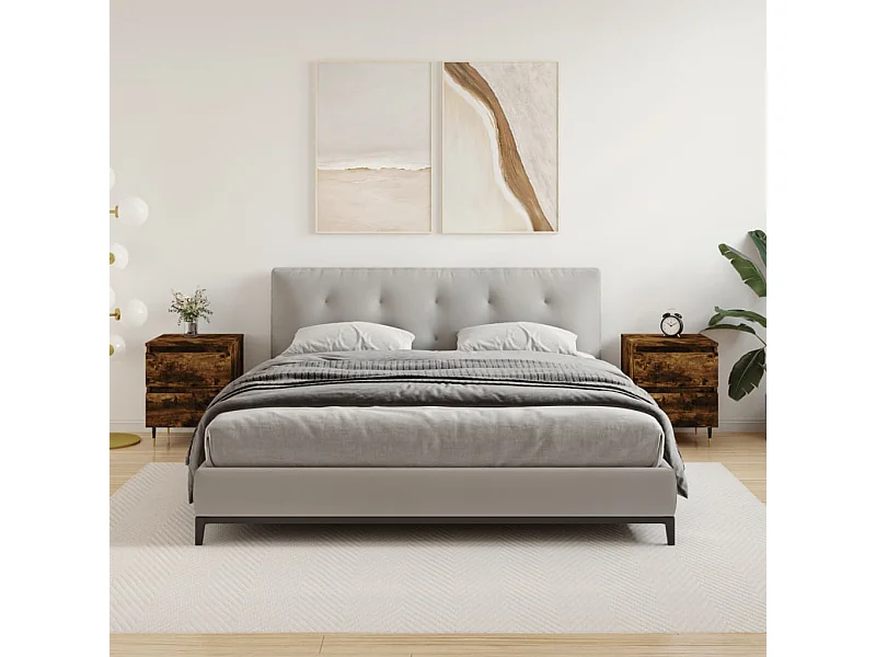 Tables de chevet 2 pcs chêne fumé 40x35x50 cm bois ingénierie