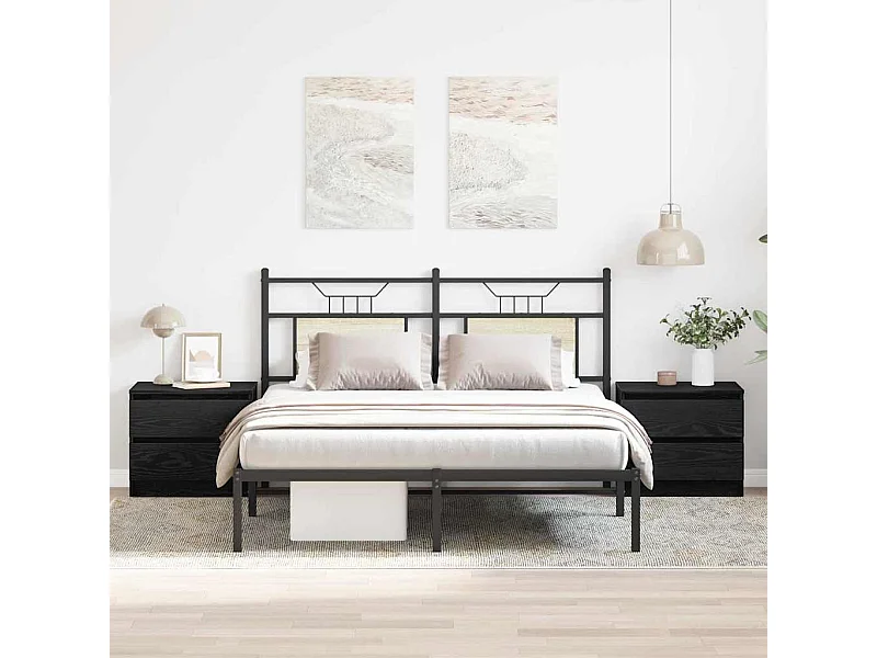 Comodini 2 pezzi Black Oak 50x40x43,5 cm in legno ingegnerizzato