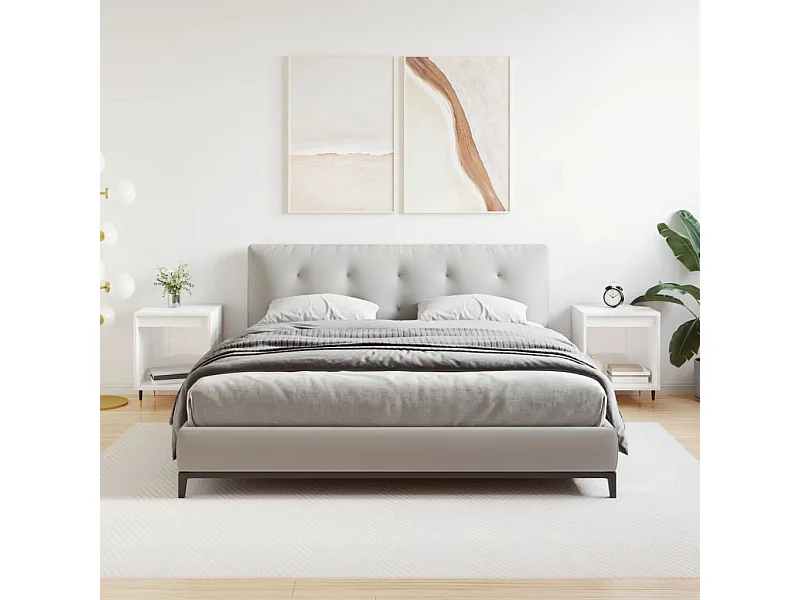 Comodini 2 pz bianco lucido 40x35x50 cm