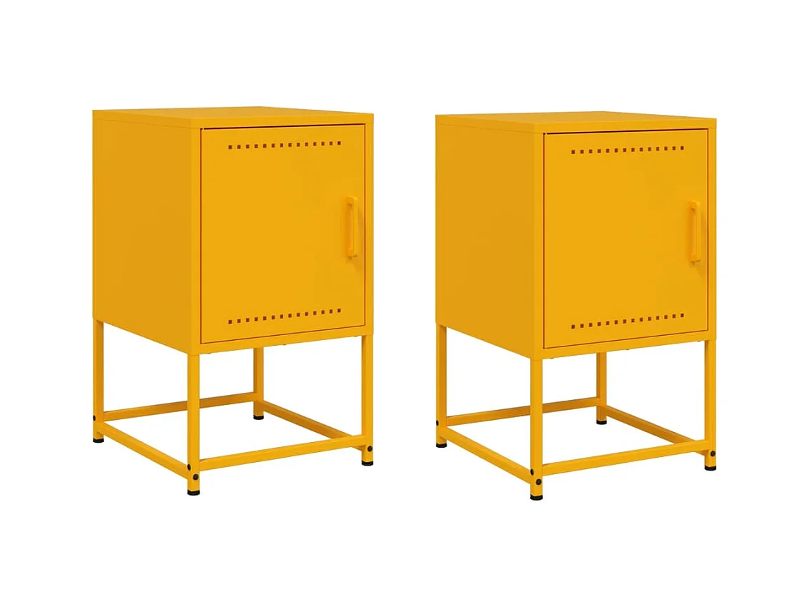 Tables de chevet 2 pcs jaune moutarde 36x39x60,5 cm acier